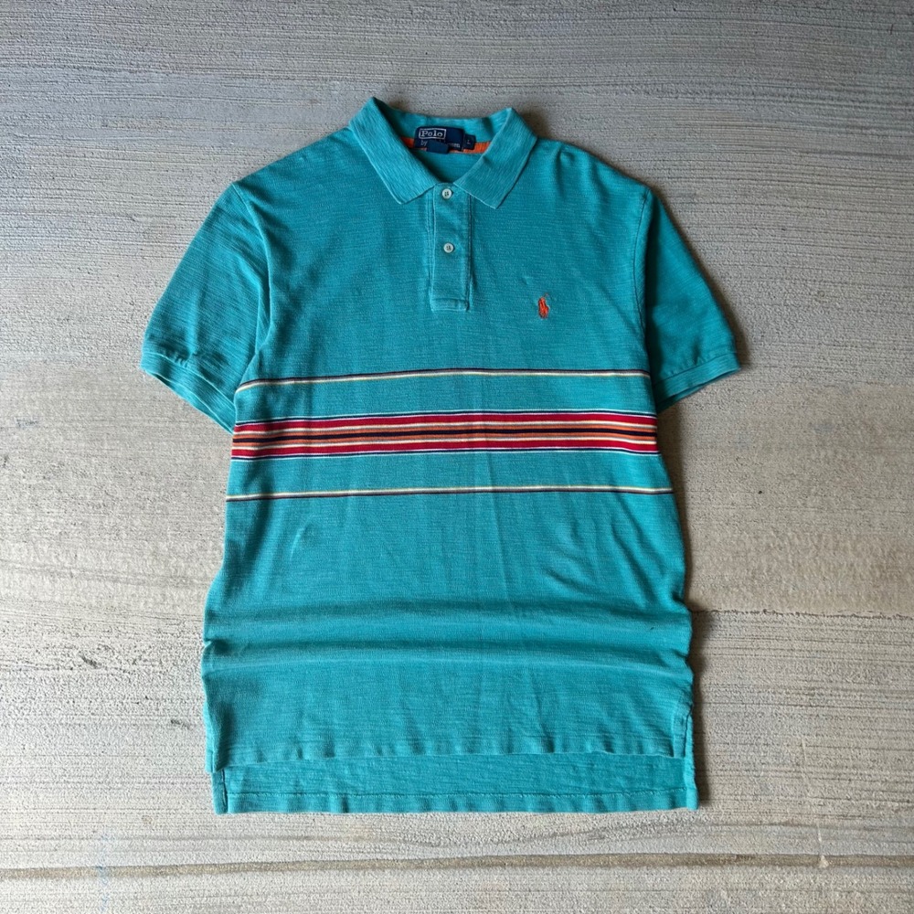 Vintage 2000s Polo Ralph Lauren Mens Large Aztec Striped Cotton Polo Shirt